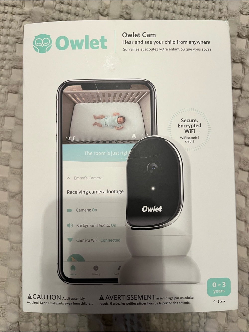 Owlet Cam Video Baby Monitor - White & Black